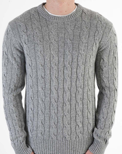 Benetton – Pullover mit Zopfmuster in Grau