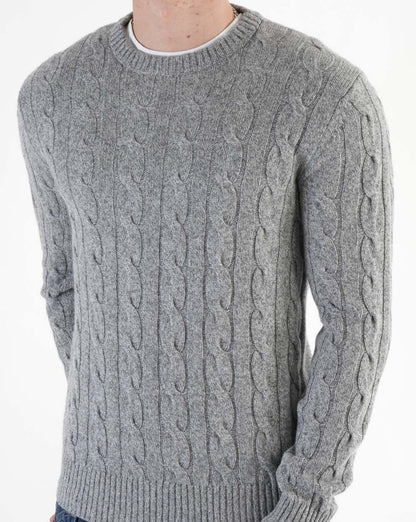 Benetton – Pullover mit Zopfmuster in Grau