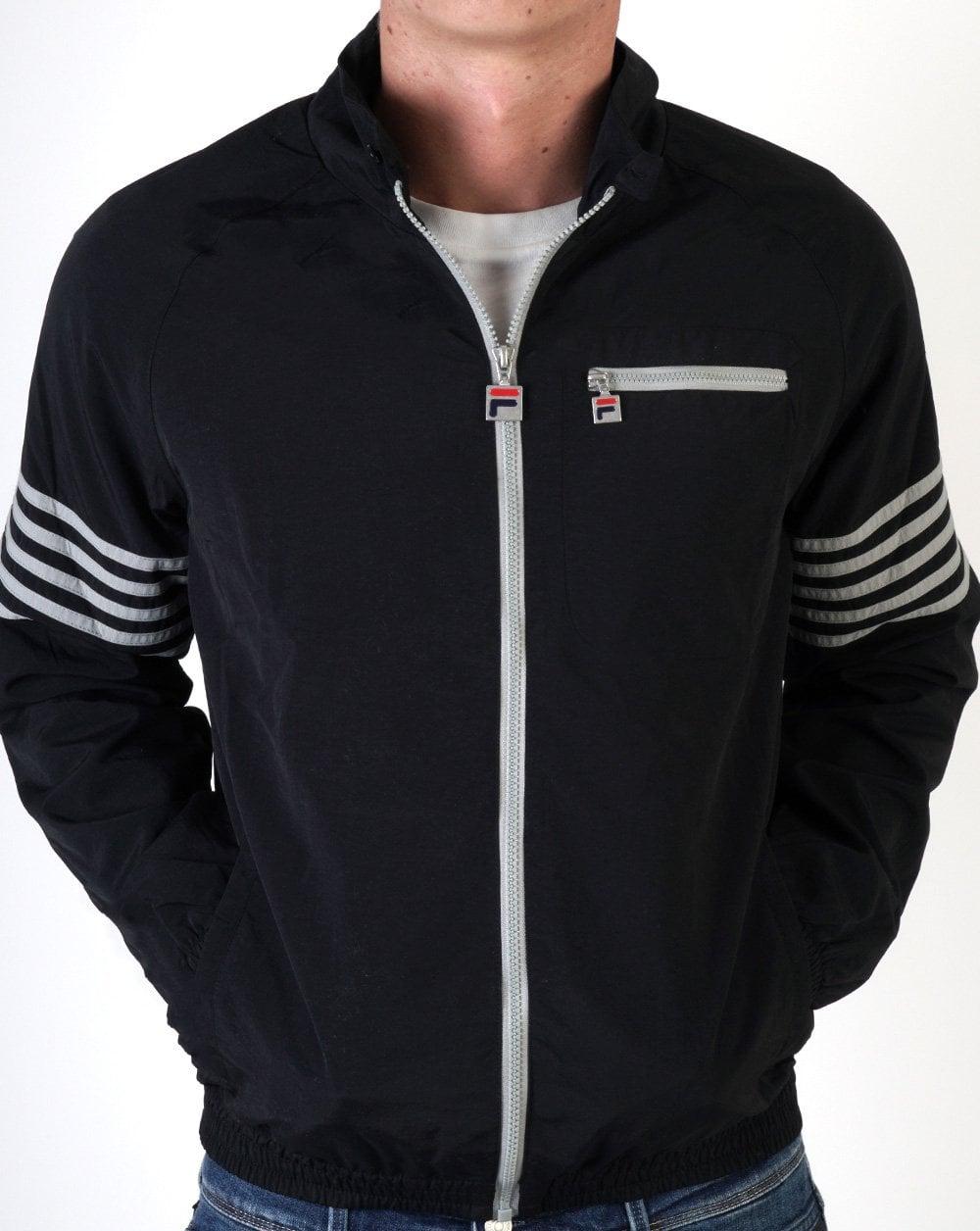 Fila Vintage 5-Streifen-Jacke Schwarz/Grau