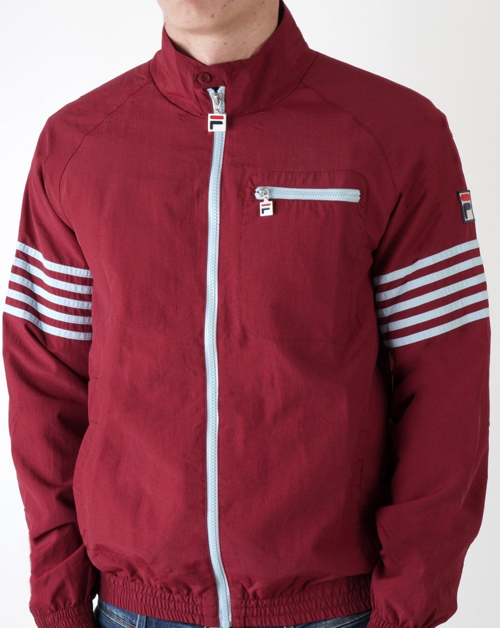 Fila Vintage 5-Streifen-Jacke Weinrot/Himmelblau