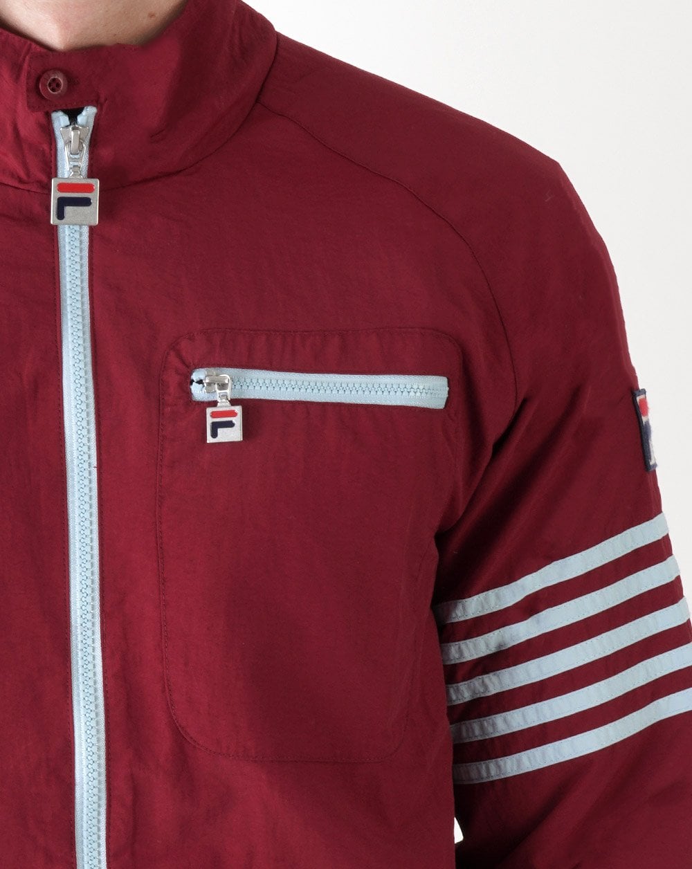 Fila Vintage 5-Streifen-Jacke Weinrot/Himmelblau