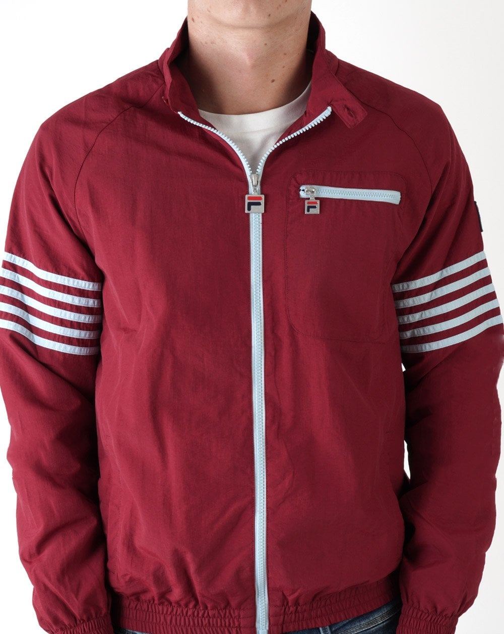 Fila Vintage 5-Streifen-Jacke Weinrot/Himmelblau