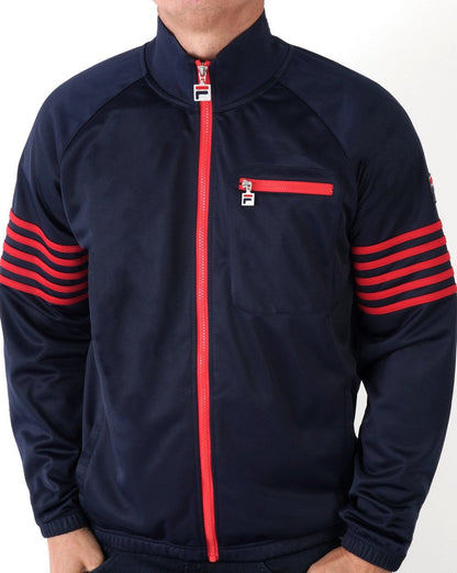 Fila Vintage 5-Streifen-Trainingsjacke Marineblau/Rot