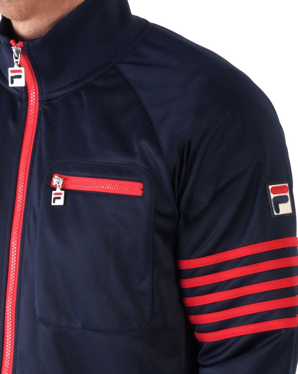 Fila Vintage 5-Streifen-Trainingsjacke Marineblau/Rot