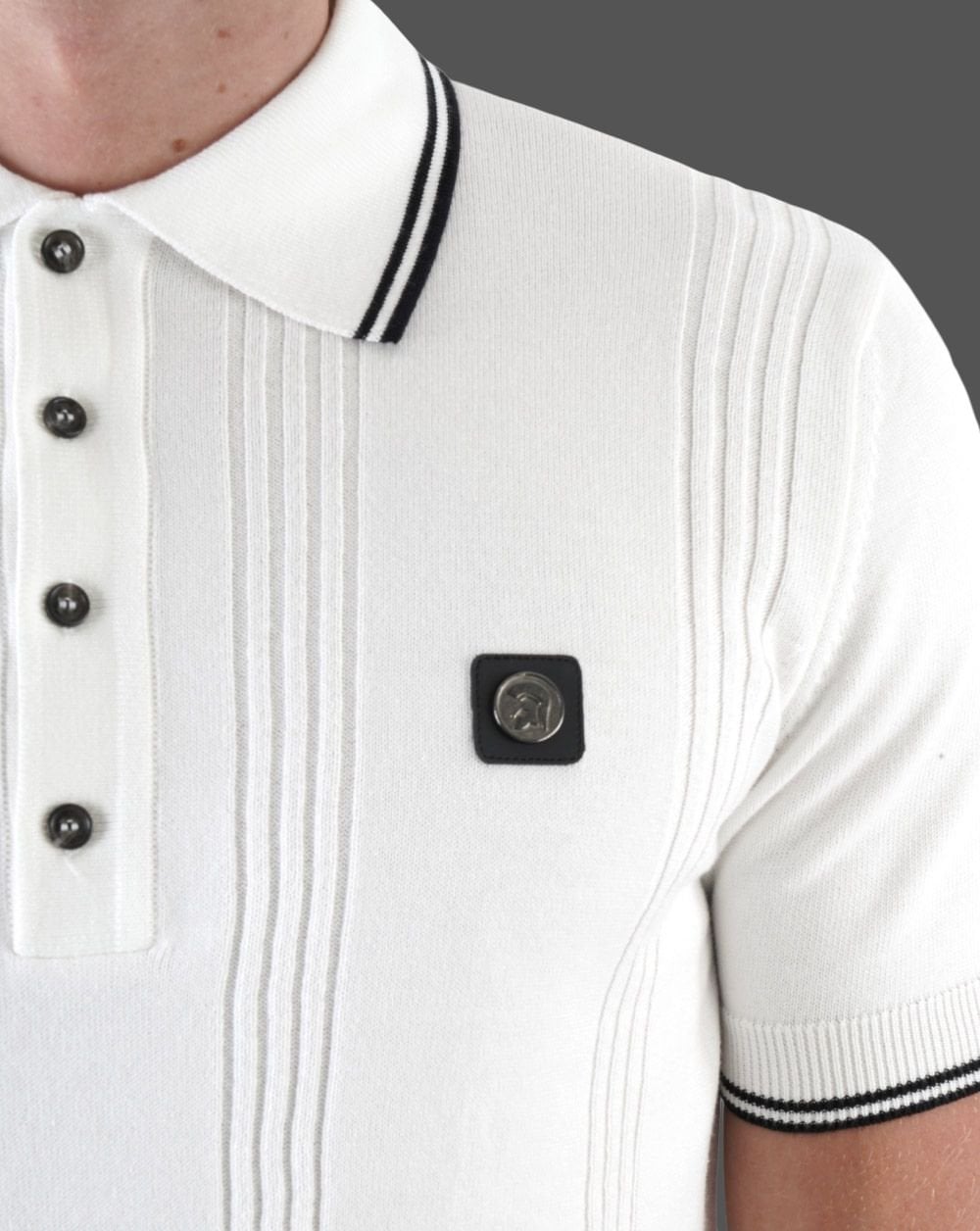 Trojan – Poloshirt mit Streifen in Ecru