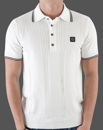 Trojan – Poloshirt mit Streifen in Ecru