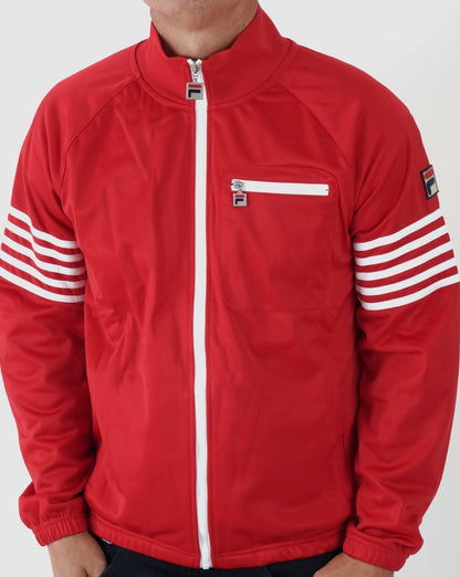 Fila Vintage 5-Streifen-Trainingsjacke Rot/Weiß