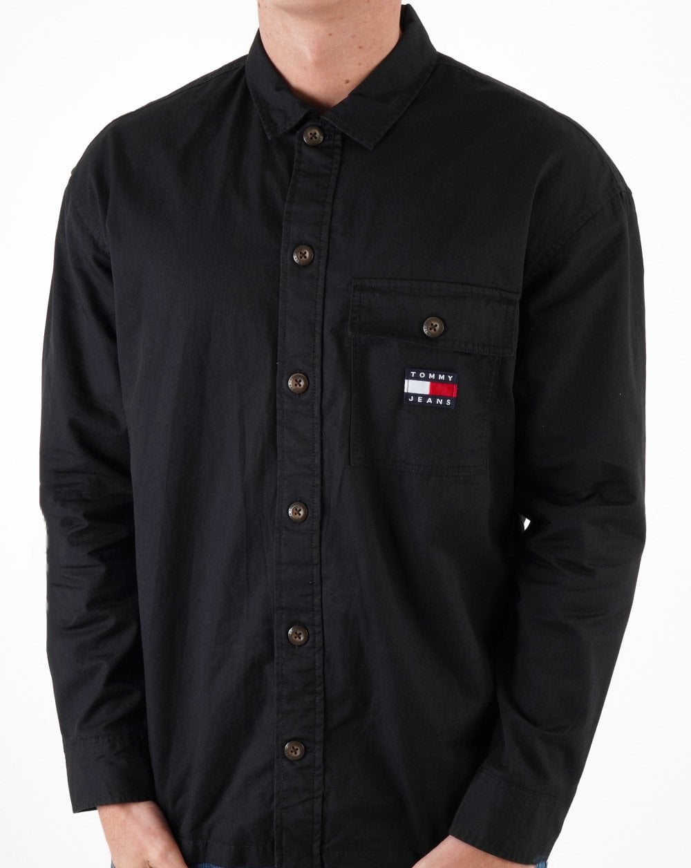 Tommy Jeans Baumwoll-Overshirt Schwarz