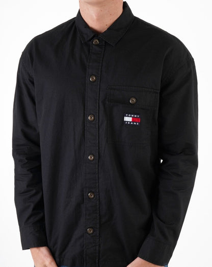 Tommy Jeans Baumwoll-Overshirt Schwarz