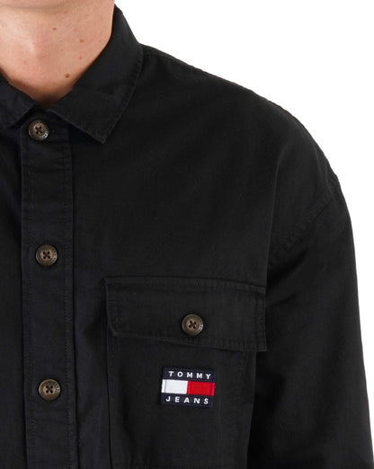 Tommy Jeans Baumwoll-Overshirt Schwarz