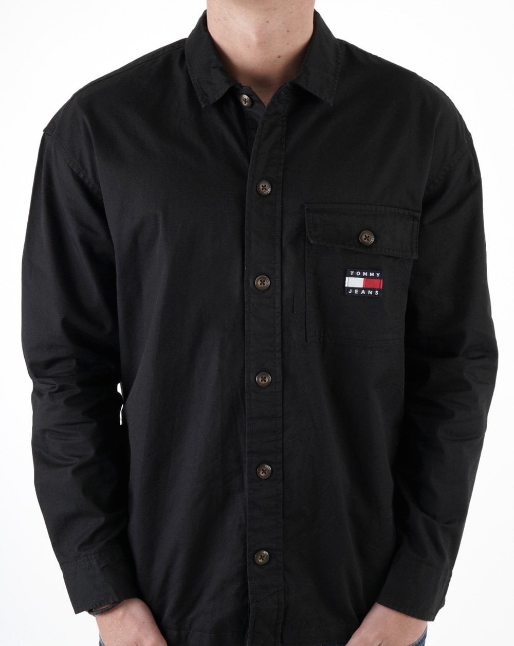 Tommy Jeans Baumwoll-Overshirt Schwarz