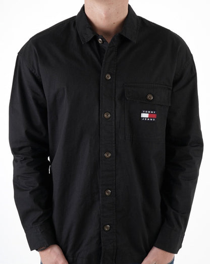 Tommy Jeans Baumwoll-Overshirt Schwarz