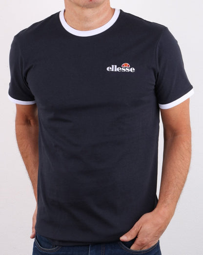 Ellesse – Ringer-T-Shirt in Marineblau