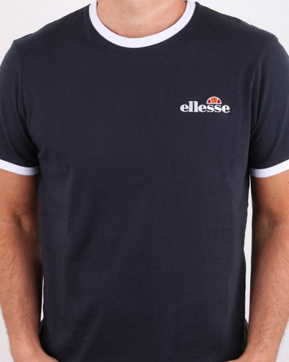 Ellesse – Ringer-T-Shirt in Marineblau