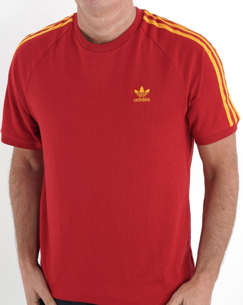 Adidas Originals 3 Stripes T Shirt Red/Yellow