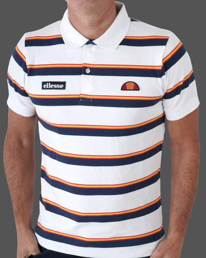 Ellesse Corp – Poloshirt mit mehreren Streifen in Weiß