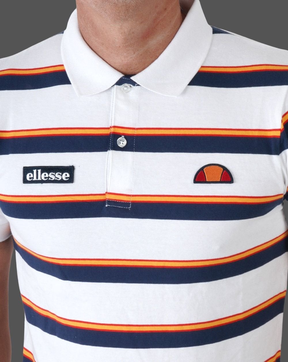 Ellesse Corp – Poloshirt mit mehreren Streifen in Weiß