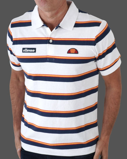 Ellesse Corp – Poloshirt mit mehreren Streifen in Weiß