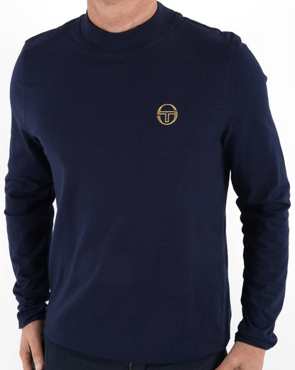 Sergio Tacchini – Oberteil mit Stehkragen, Marineblau