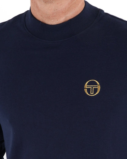 Sergio Tacchini – Oberteil mit Stehkragen, Marineblau