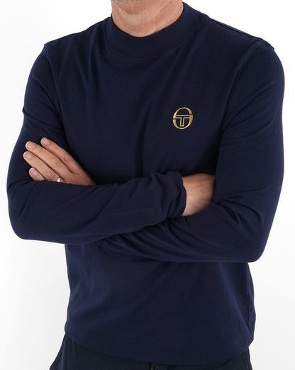 Sergio Tacchini – Oberteil mit Stehkragen, Marineblau