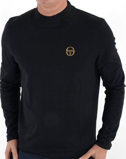 Sergio Tacchini Top mit Stehkragen, Schwarz