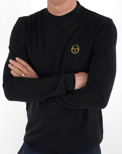 Sergio Tacchini Top mit Stehkragen, Schwarz