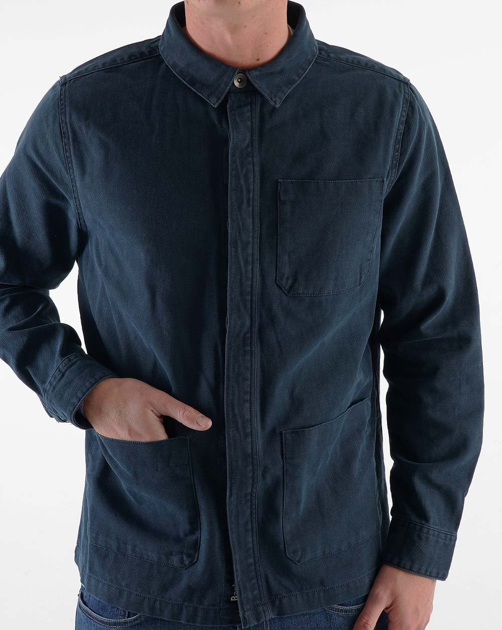Barbour Lanwell Baumwoll-Overshirt Marineblau
