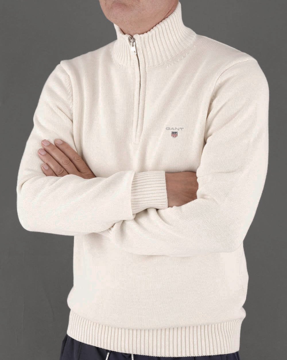 Gant Casual Cotton Half Zip Creme