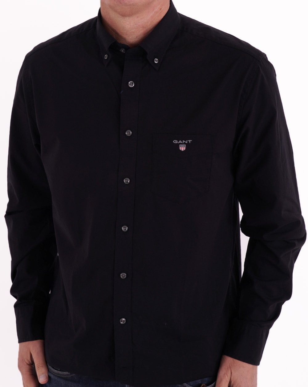 Gant Broadcloth Hemd Schwarz