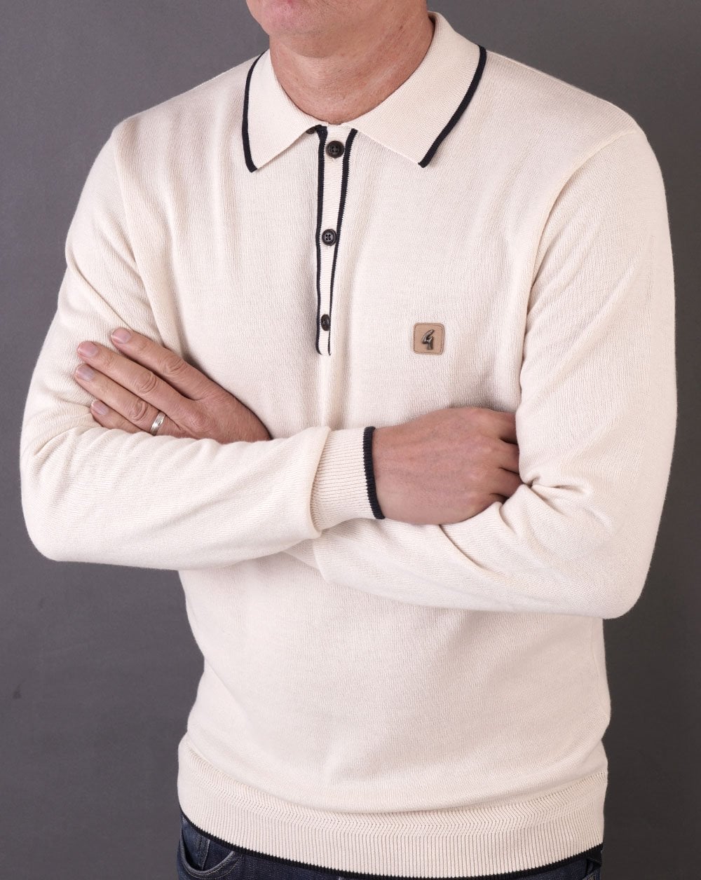 Gabicci Vintage Lineker Long Sleeve Knitted Cream