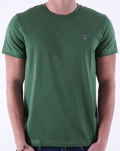 Gant Solides T-Shirt mit Rundhalsausschnitt, Blattgrün