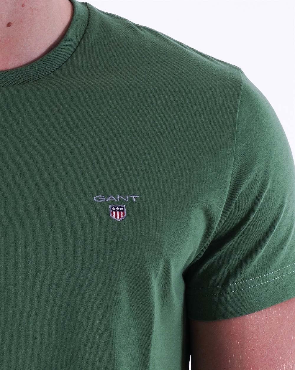Gant Solides T-Shirt mit Rundhalsausschnitt, Blattgrün