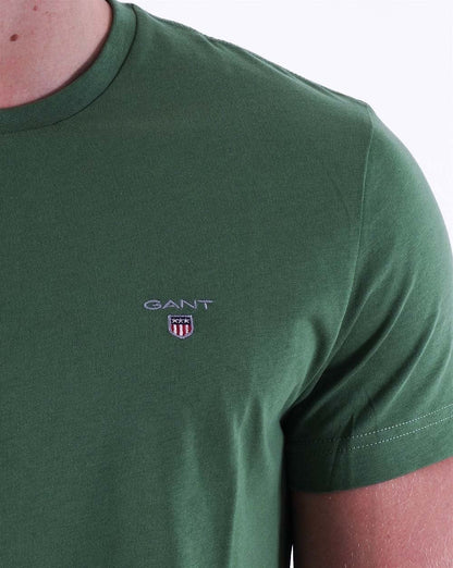 Gant Solides T-Shirt mit Rundhalsausschnitt, Blattgrün
