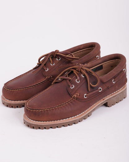 Timberland – Handgenähter Bootsschuh mit 3 Ösen in Rostrot
