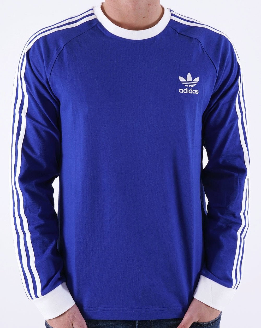 Adidas Originals 3-Streifen Langarm-T-Shirt Blau