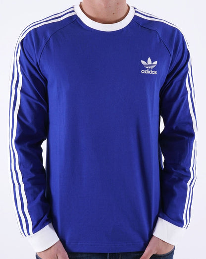 Adidas Originals 3-Streifen Langarm-T-Shirt Blau