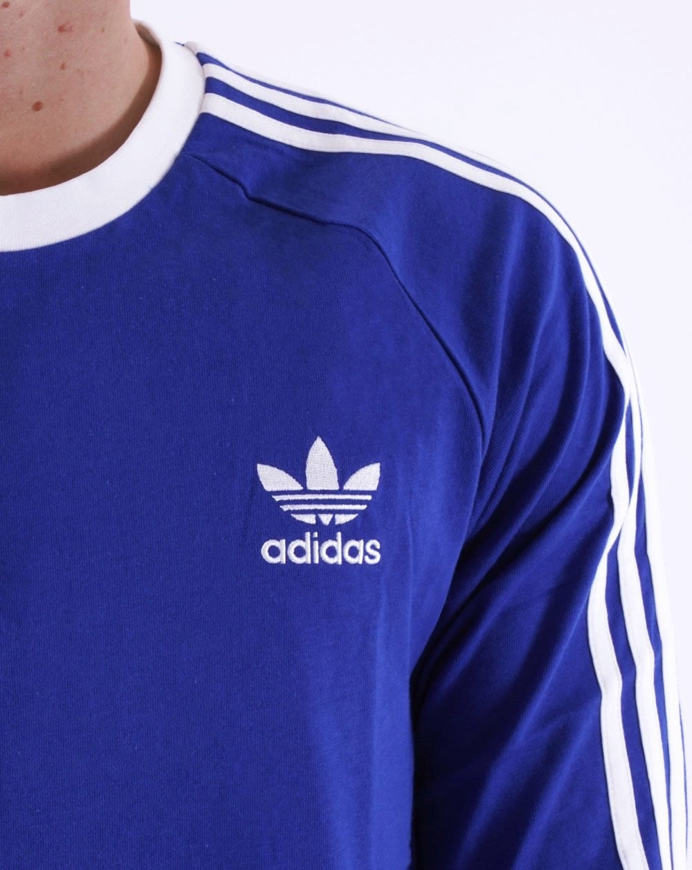 Adidas Originals 3-Streifen Langarm-T-Shirt Blau