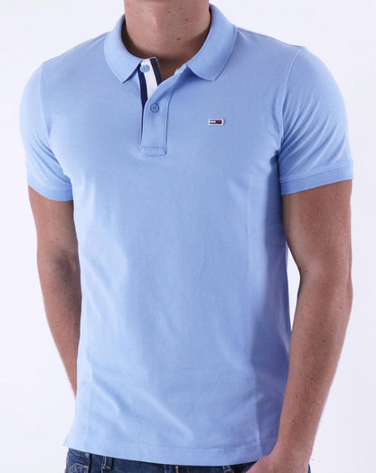 Tommy Jeans – Signature Placket-Poloshirt in Perlblau
