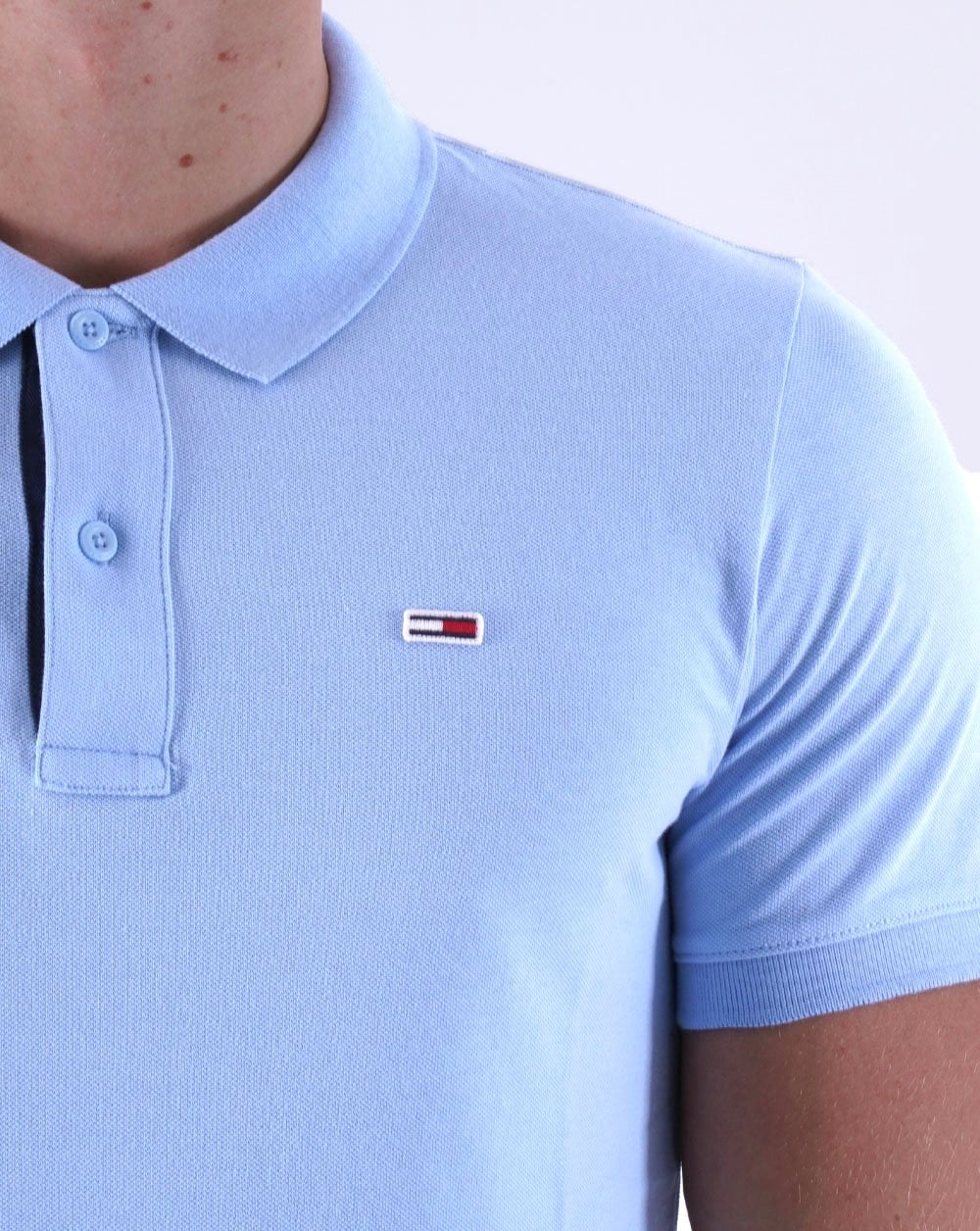 Tommy Jeans – Signature Placket-Poloshirt in Perlblau