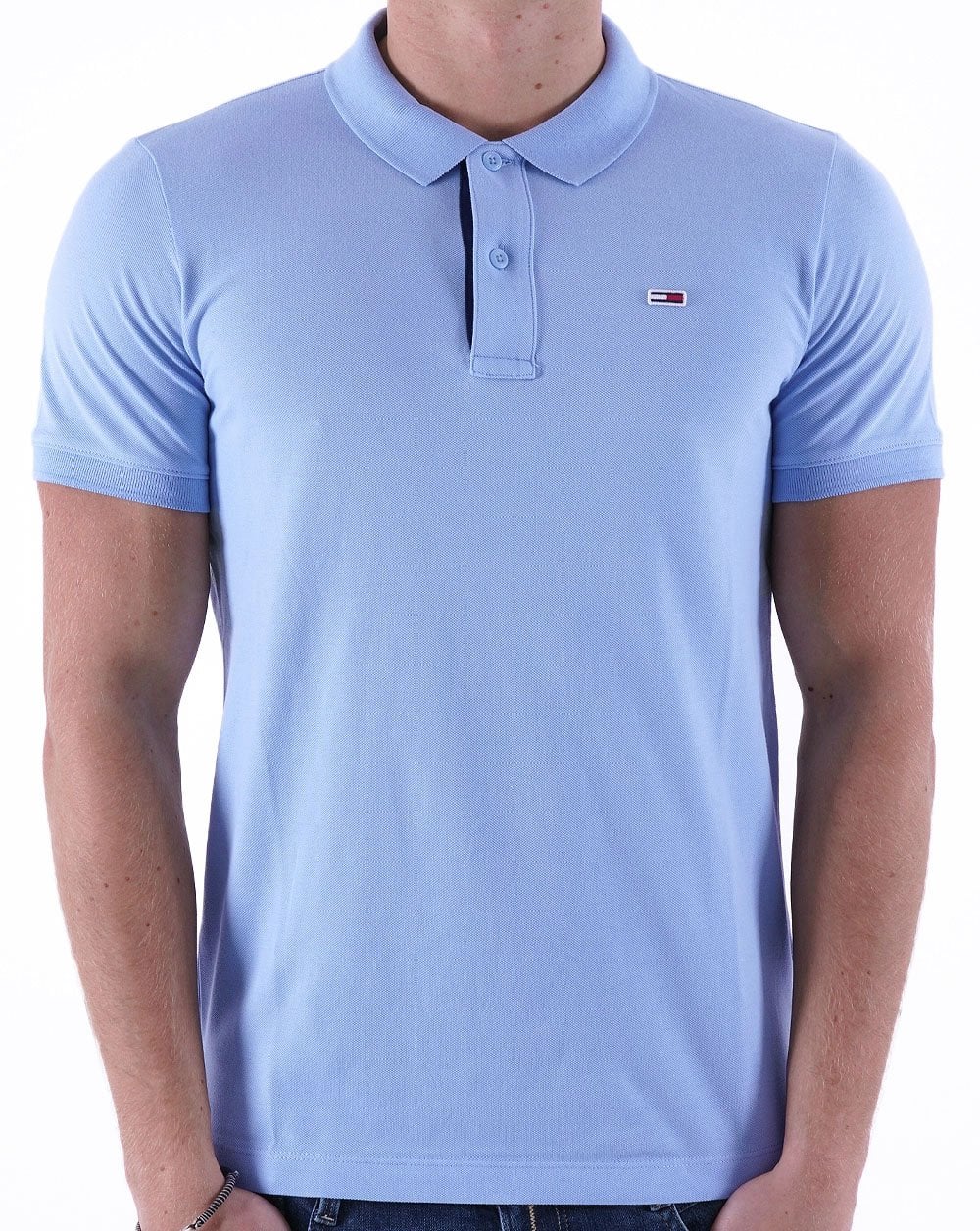 Tommy Jeans – Signature Placket-Poloshirt in Perlblau