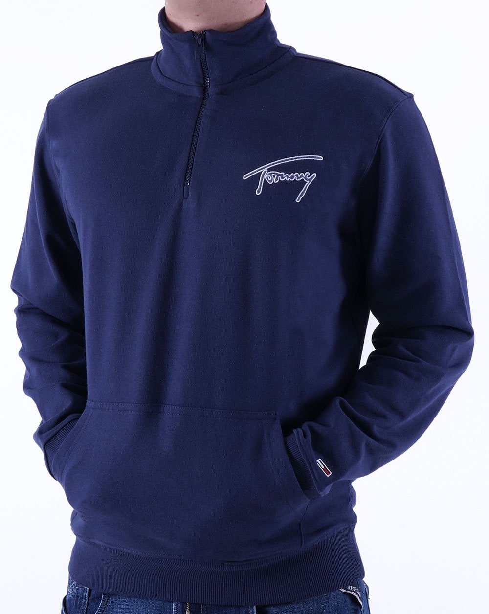 Tommy Jeans Signature Sweatshirt mit halbem Reißverschluss, Marineblau