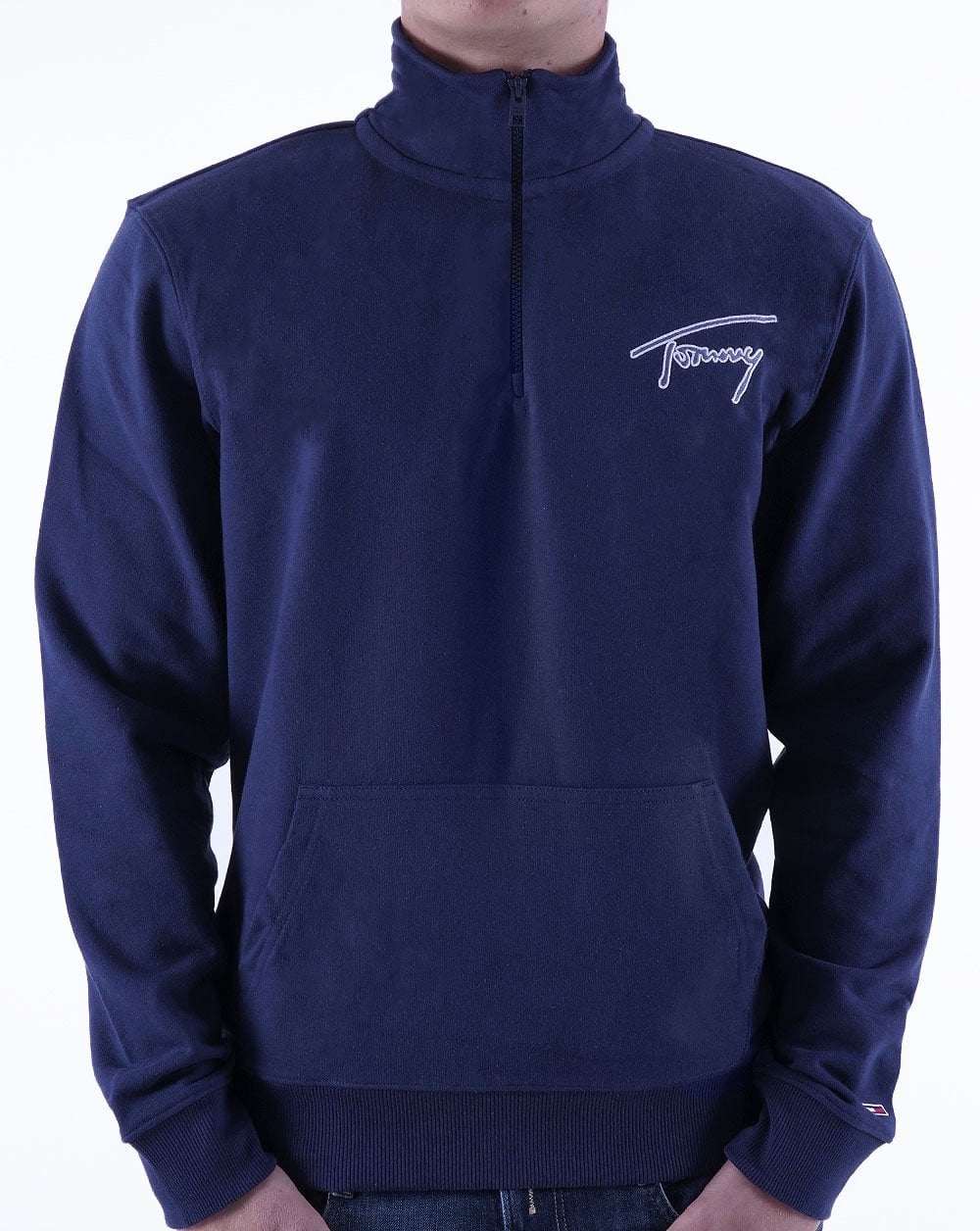 Tommy Jeans Signature Sweatshirt mit halbem Reißverschluss, Marineblau