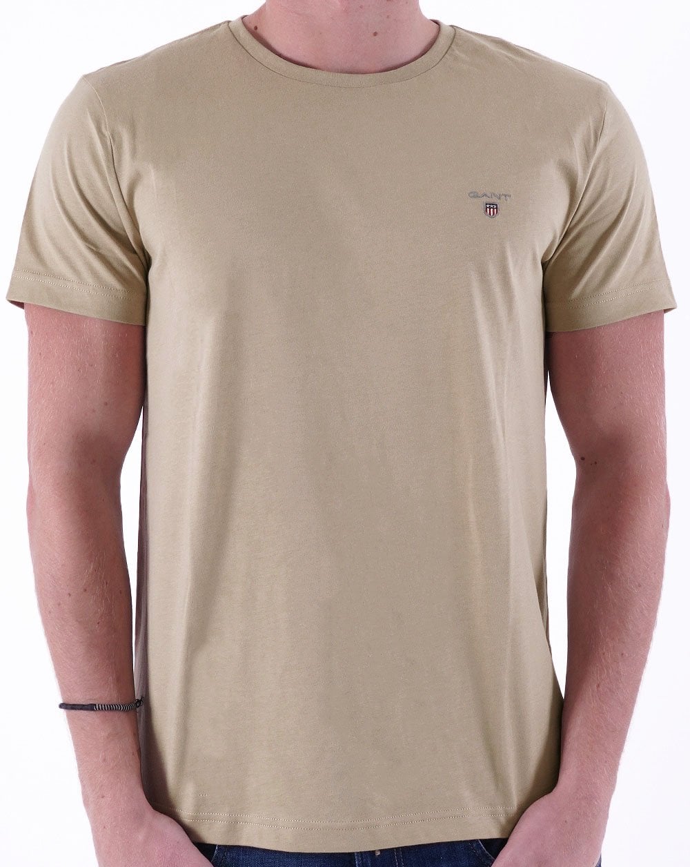 Gant Solides T-Shirt mit Rundhalsausschnitt Hazelwood Beige