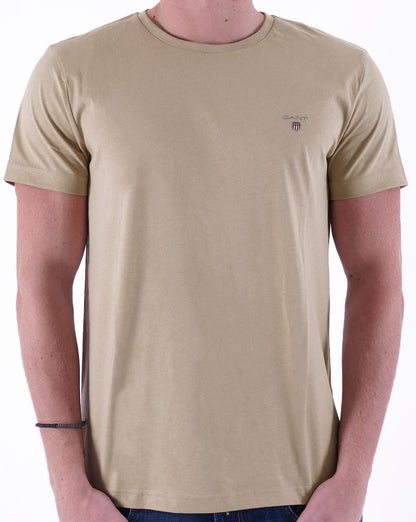 Gant Solides T-Shirt mit Rundhalsausschnitt Hazelwood Beige