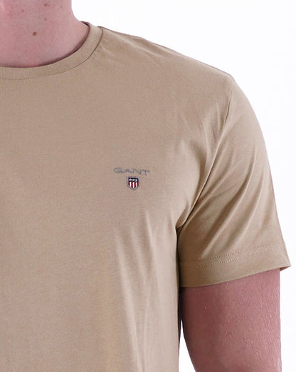 Gant Solides T-Shirt mit Rundhalsausschnitt Hazelwood Beige