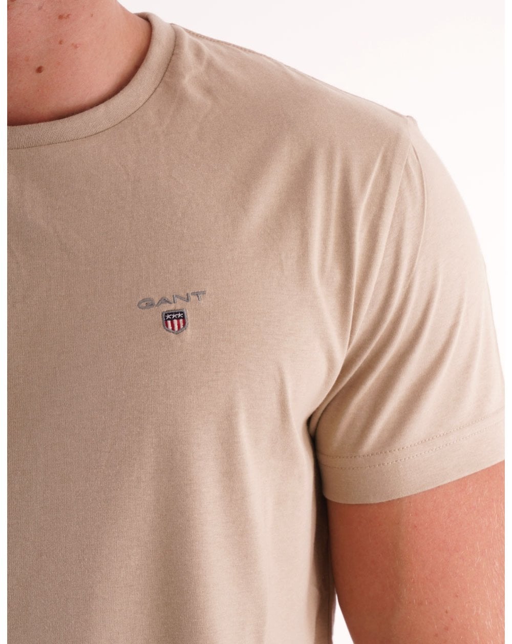 Gant Solides T-Shirt mit Rundhalsausschnitt Beige
