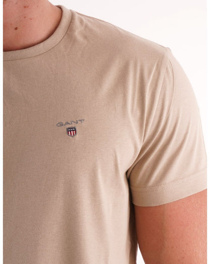 Gant Solides T-Shirt mit Rundhalsausschnitt Beige