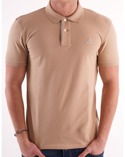 Gant Poloshirt mit Kontrastkragen Beige/Himmelblau