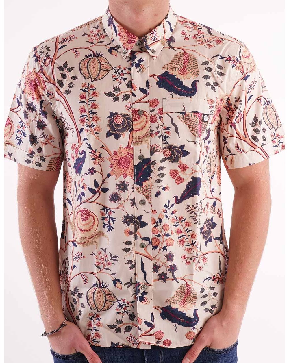 Pretty Green Larman Kurzarmhemd Stein